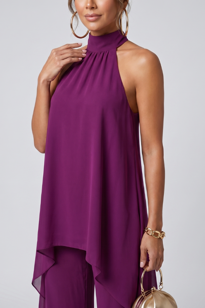 Cordelia | Plum Halterneck Tunic & Trouser Set