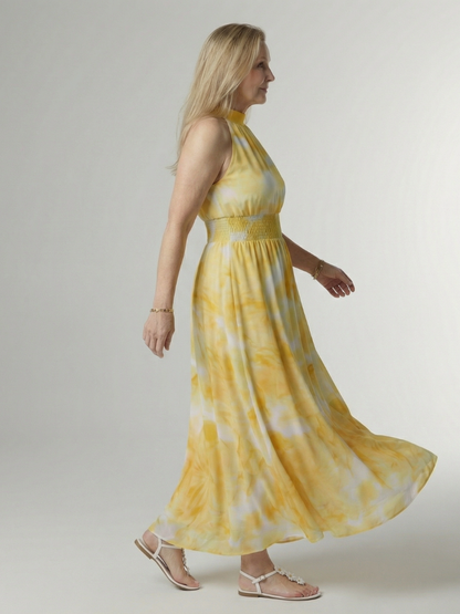 Tabitha | Yellow Batik Print Maxi Dress