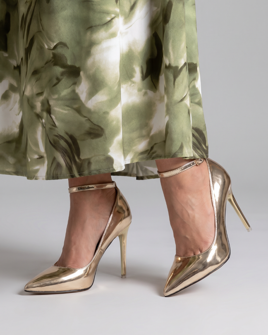 Marlene | Gold Metallic Ankle-Strap Courts