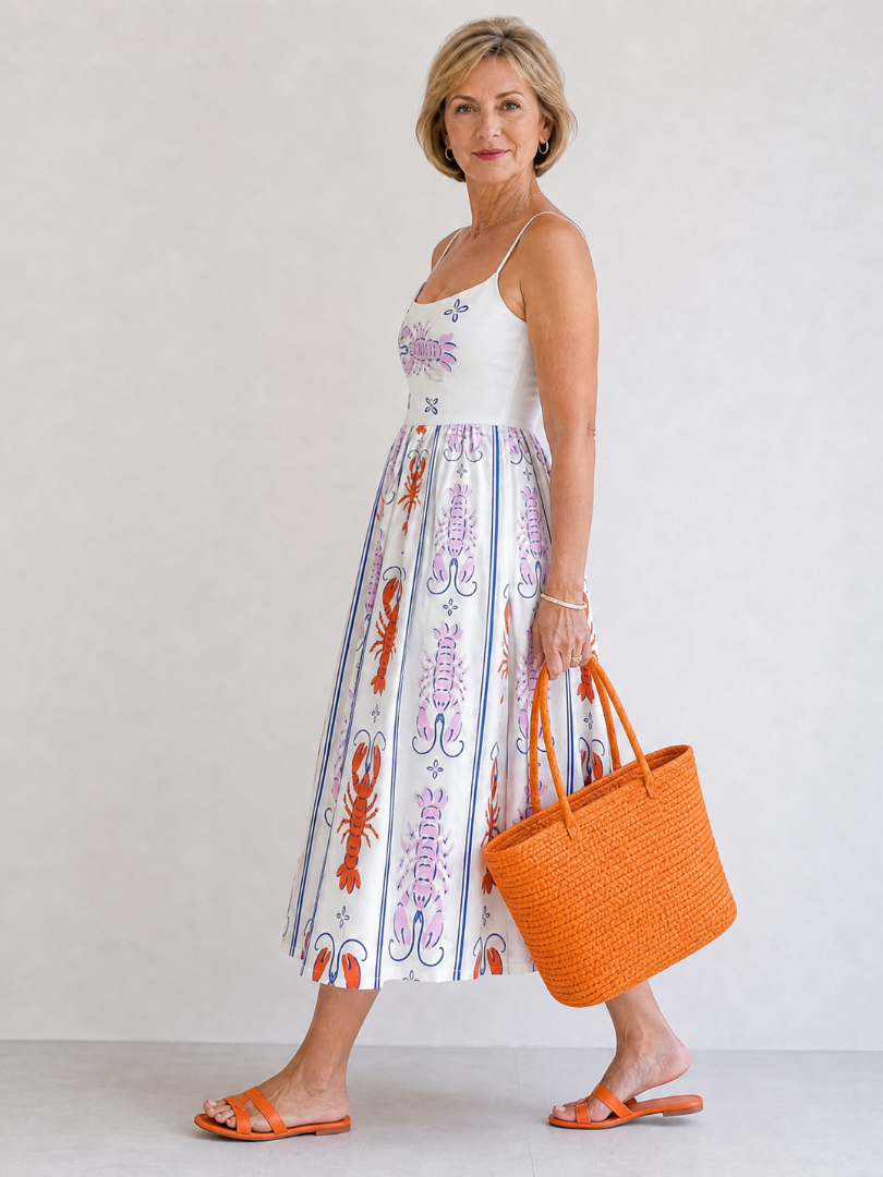 Gillian | Lobster Print Midi Dress