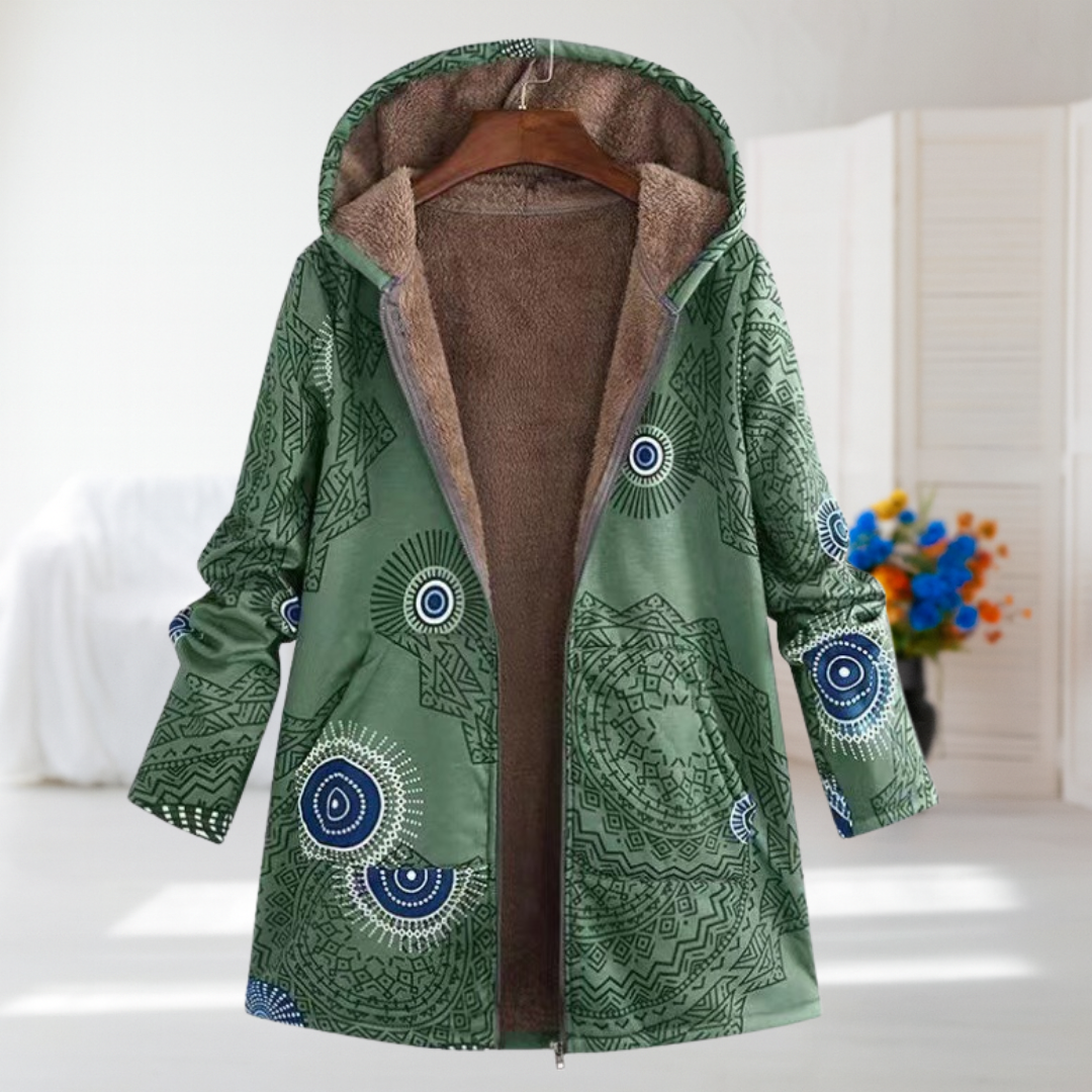Carol | Green Mandala Hooded Coat