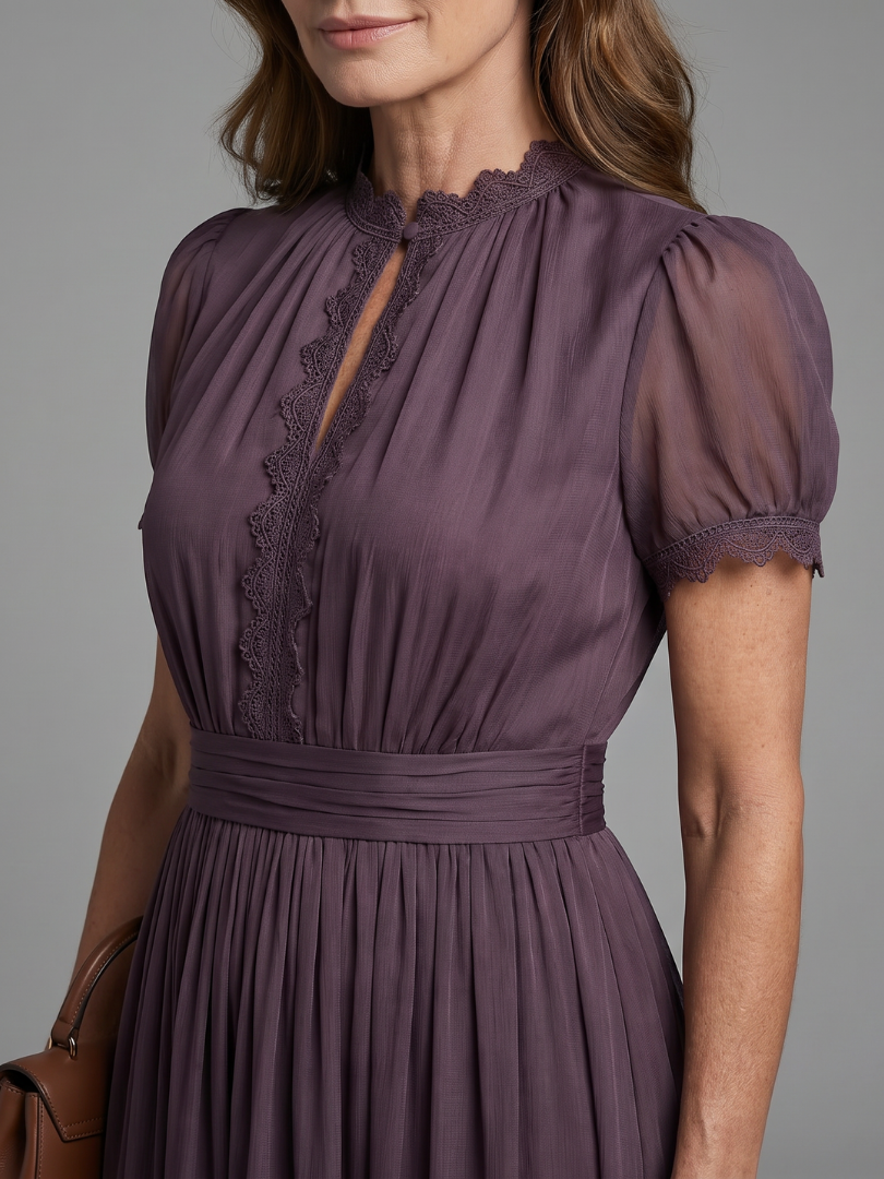 Barbara | Plum Puff-Sleeve Maxi Dress