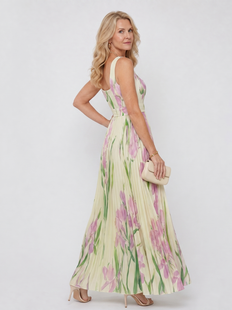 Lorraine | Tulip Print Pleated Dress