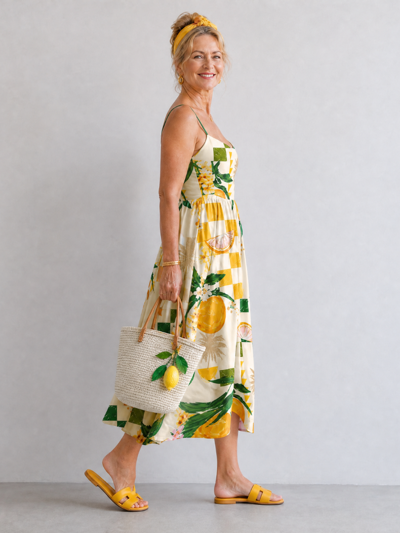 Wendy | Citrus Print Midi Dress