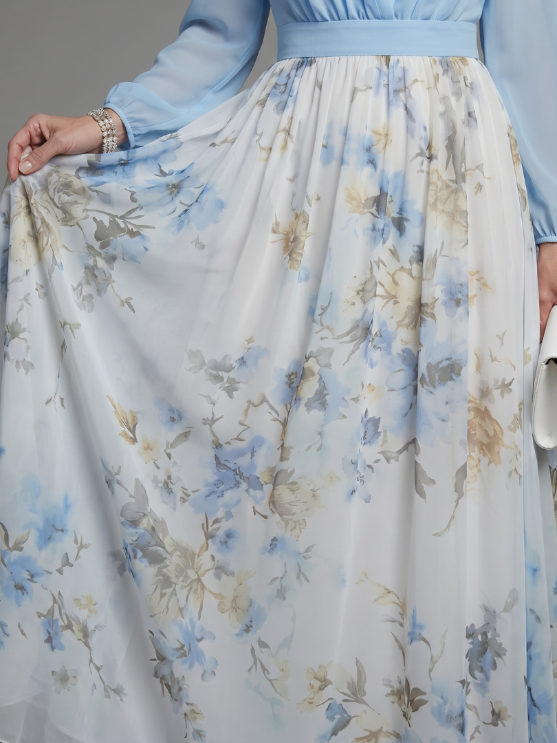 Alice | Light Blue Floral Skirt Maxi Dress