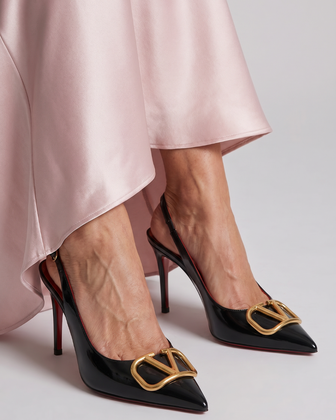 Charlotte | Black Buckle Slingback Courts