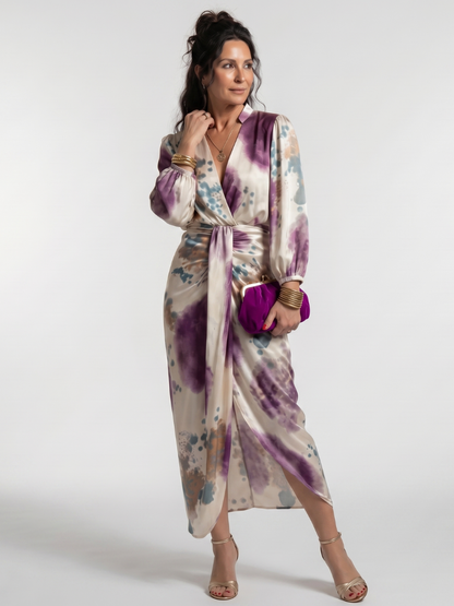 Pamela | Watercolour Print Wrap Dress