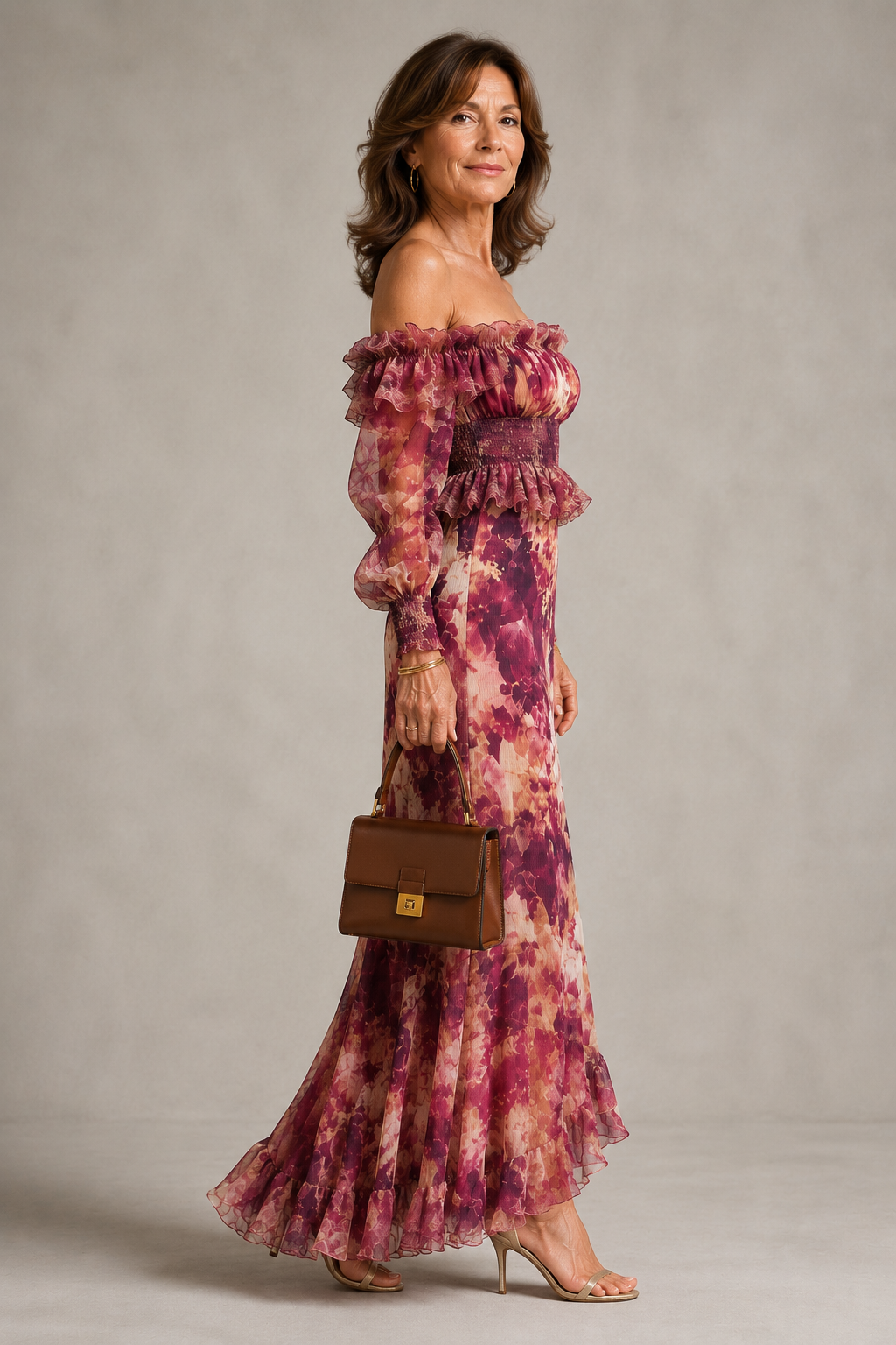 Isadora | Berry Floral Off-Shoulder Jumpsuit