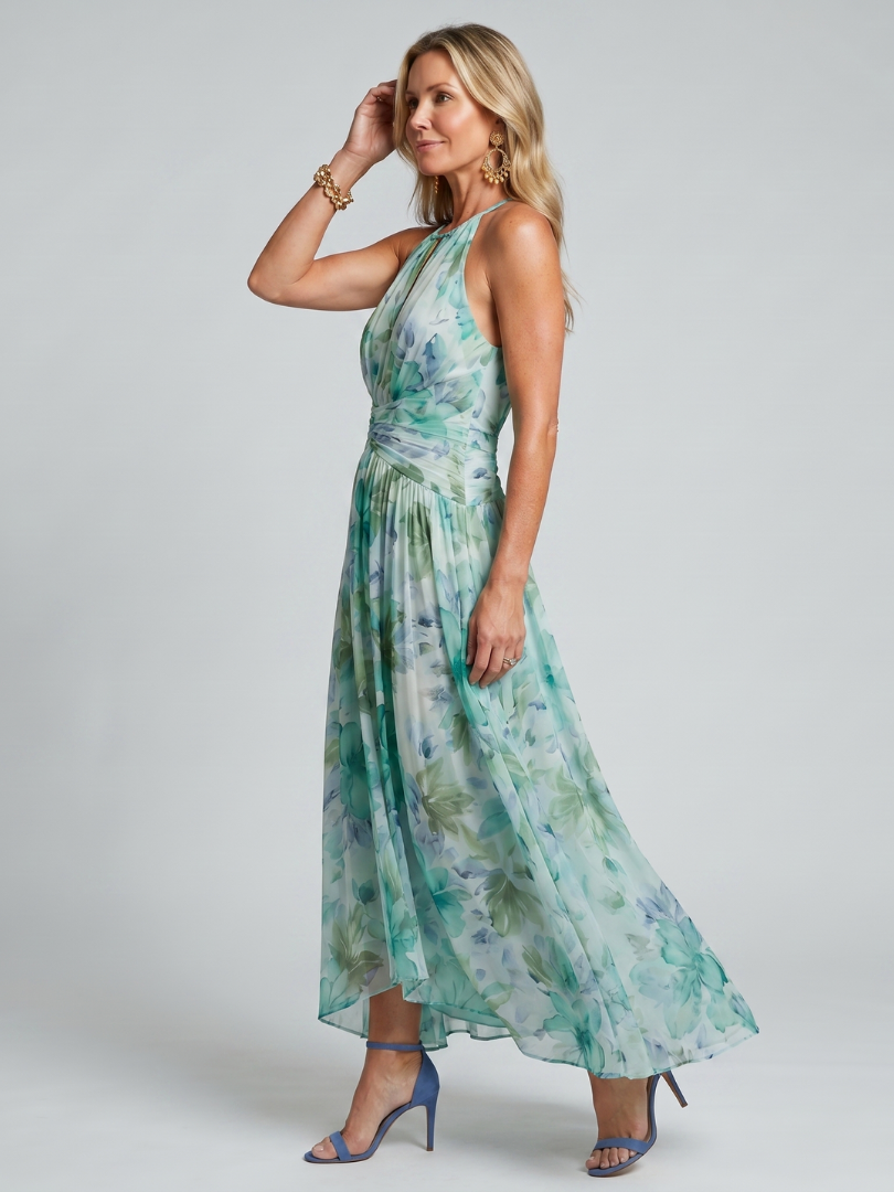 Valerie | Mint Watercolour Floral Midi Dress