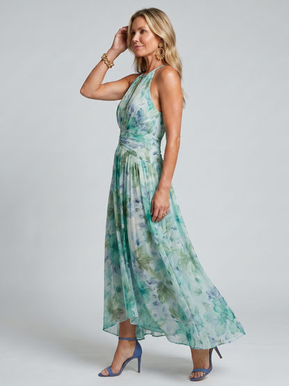 Valerie | Mint Watercolour Floral Midi Dress