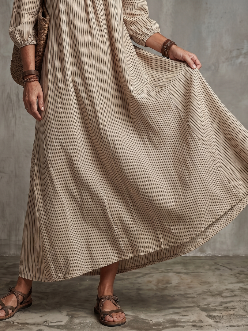 Olivia | Striped Off-the-Shoulder Maxi Dress