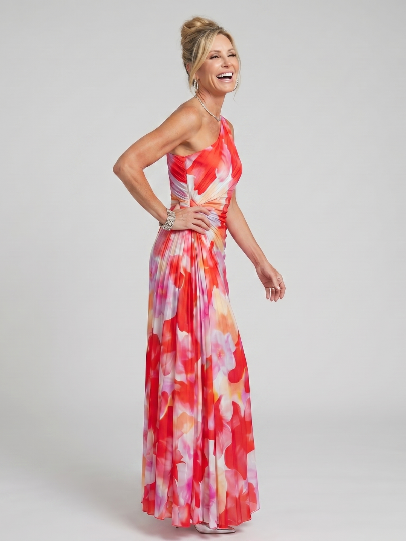 Diana | Coral One-Shoulder Maxi Dress