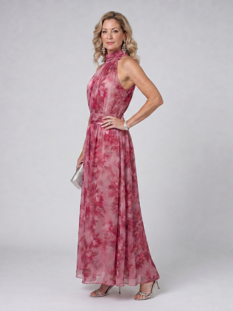Belinda | Berry Floral Print Midi Dress