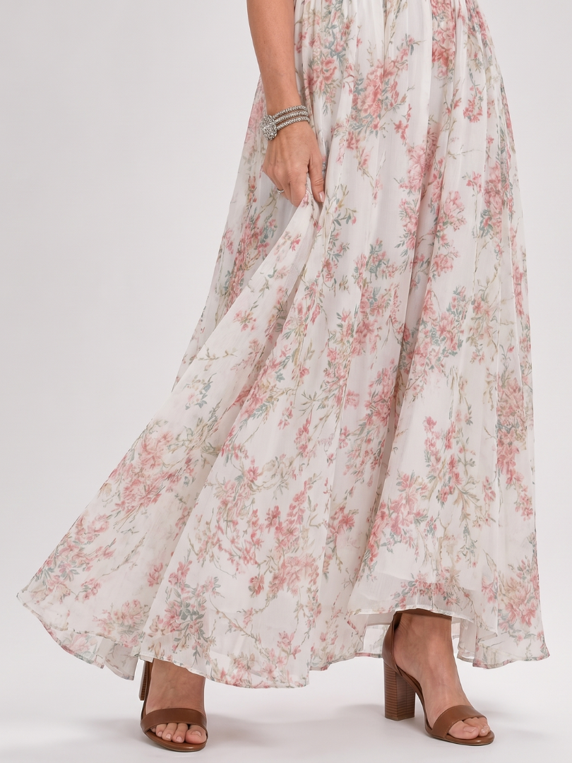 Yvonne | Cream Ditsy Floral Midi Dress