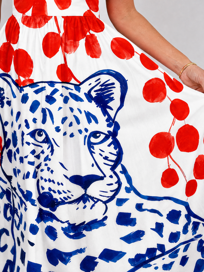 Nell | Leopard & Spot Print Midi Dress