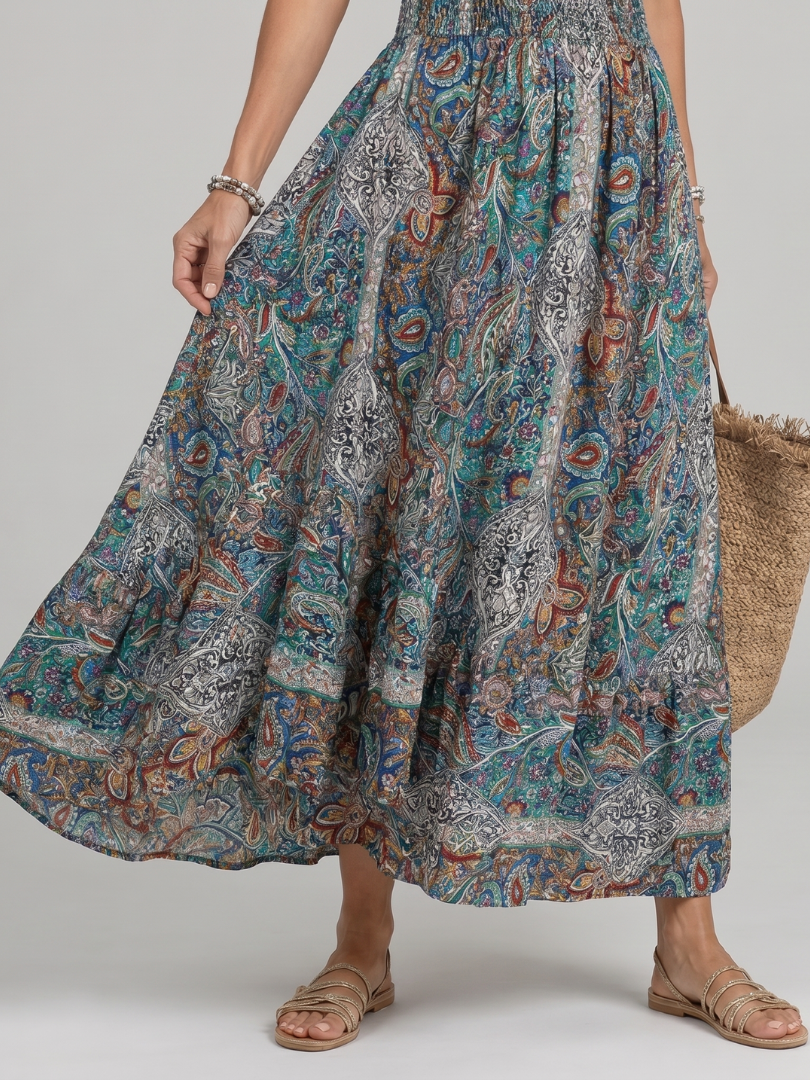 Marianne | Turquoise Paisley Print Maxi Dress