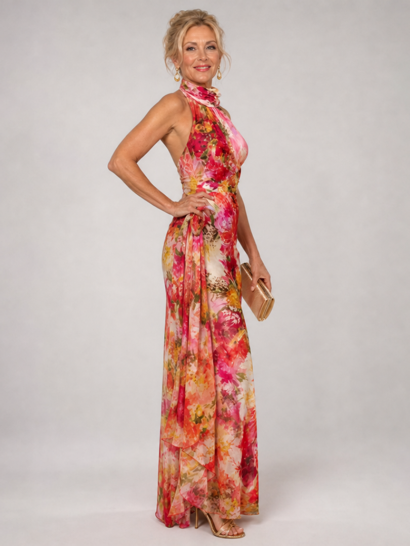 Miranda | Red Floral Print Maxi Dress