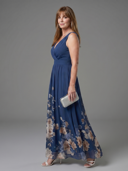 Hannah | Navy Floral Hem Maxi Dress
