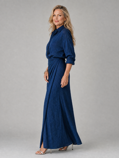 Patricia | Denim Blue Wrap-Skirt Maxi Dress