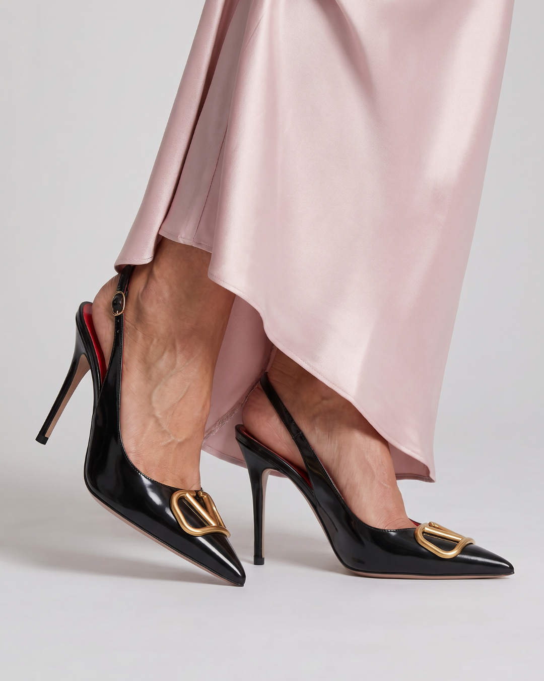 Charlotte | Black Buckle Slingback Courts