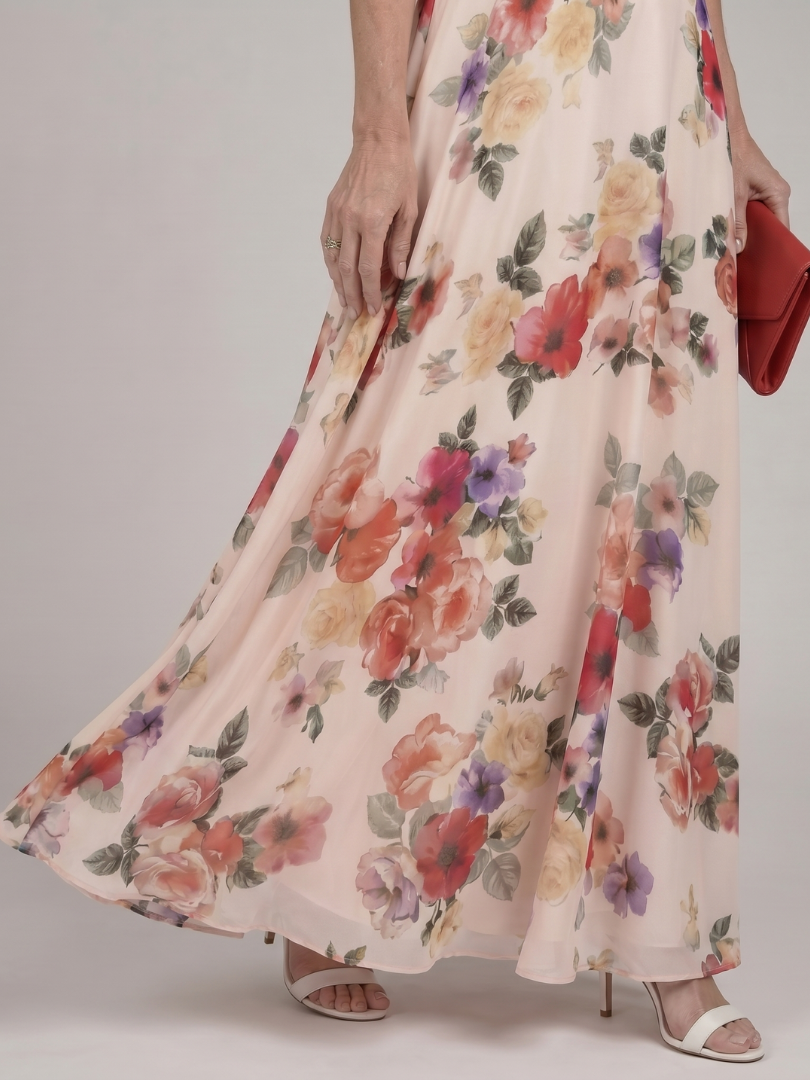 Rose | Cream Rose Print Maxi Dress