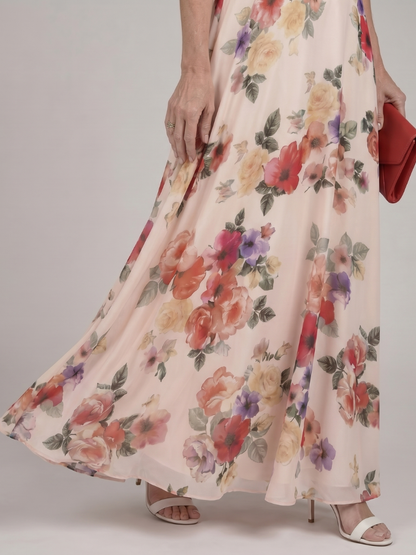 Rose | Cream Rose Print Maxi Dress