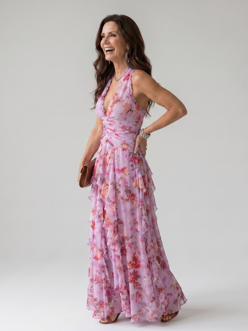 Rosalind | Lilac Floral Print Maxi Dress