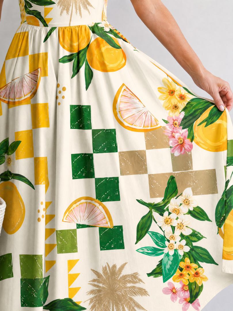 Wendy | Citrus Print Midi Dress