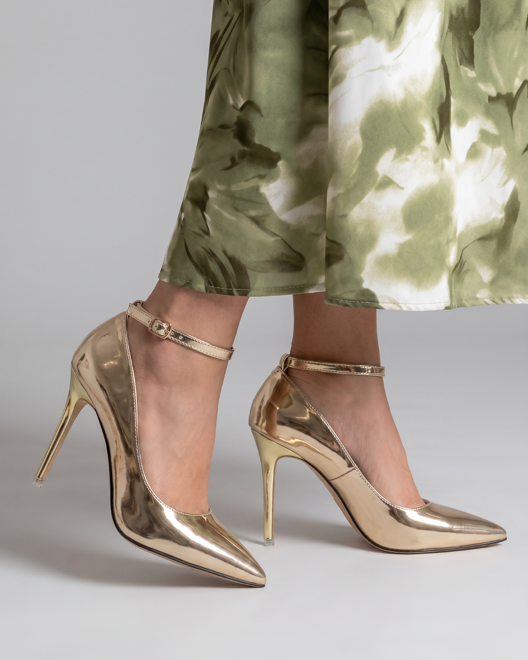 Marlene | Gold Metallic Ankle-Strap Courts