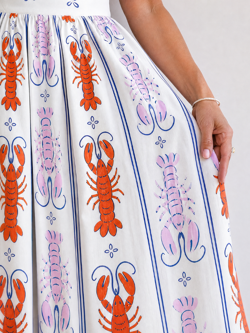 Gillian | Lobster Print Midi Dress