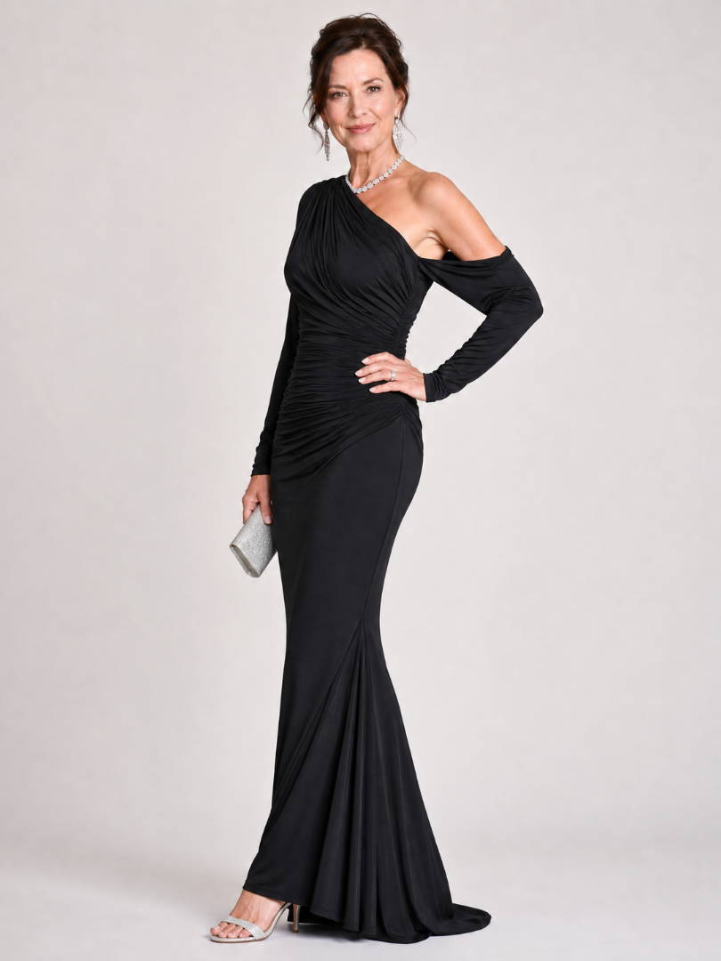 Vivien | Black One-Shoulder Maxi Dress