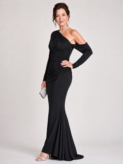 Vivien | Black One-Shoulder Maxi Dress