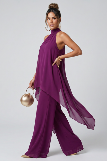 Cordelia | Plum Halterneck Tunic & Trouser Set
