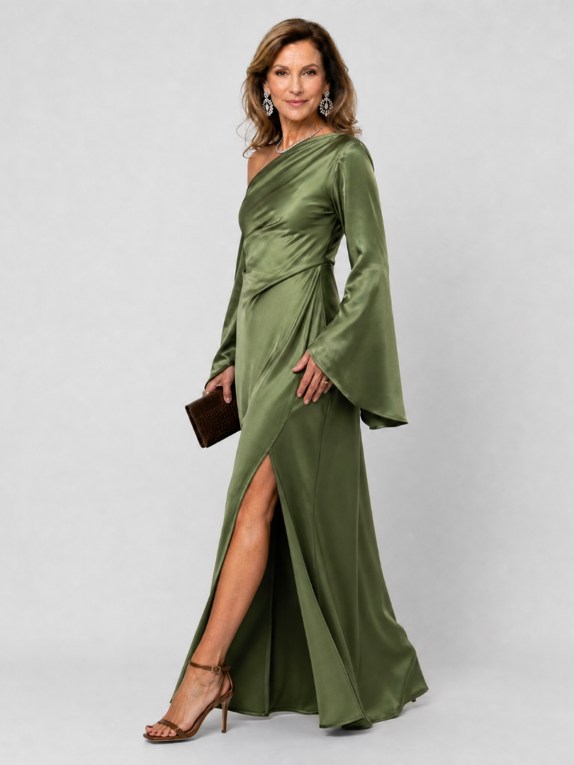 Christina | Olive One-Shoulder Maxi Dress