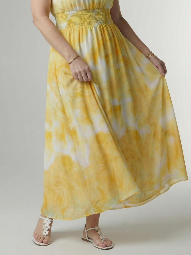 Tabitha | Yellow Batik Print Maxi Dress
