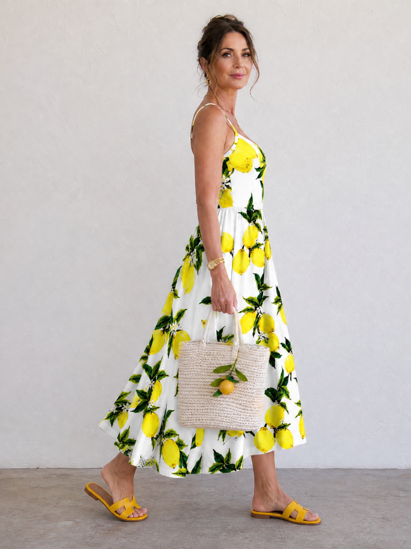 Erica | Lemon Print Midi Dress