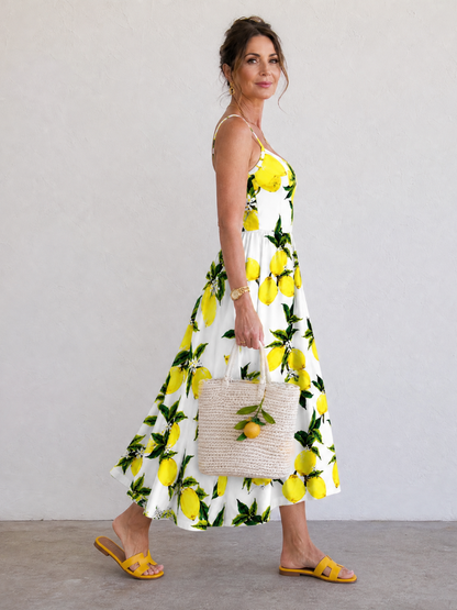 Erica | Lemon Print Midi Dress