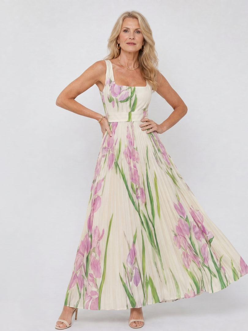 Lorraine | Tulip Print Pleated Dress
