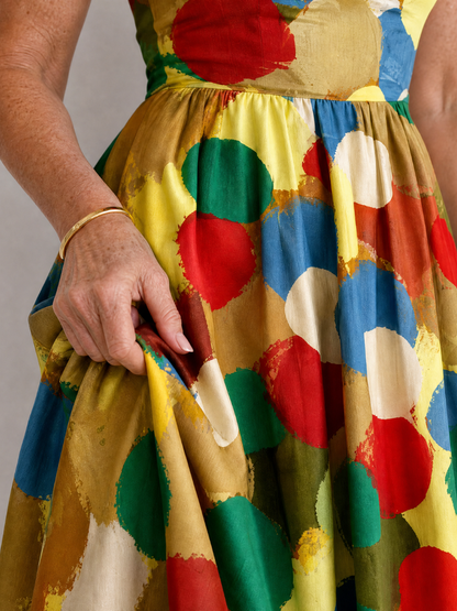 Maureen | Colourful Spot Print Midi Dress