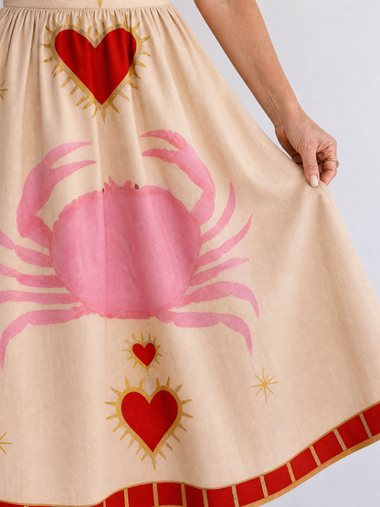 Iris | Heart Print Midi Dress