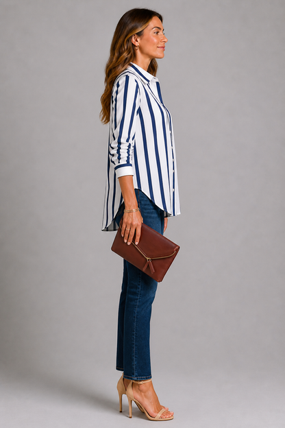 Josie | Navy Stripe Shirt