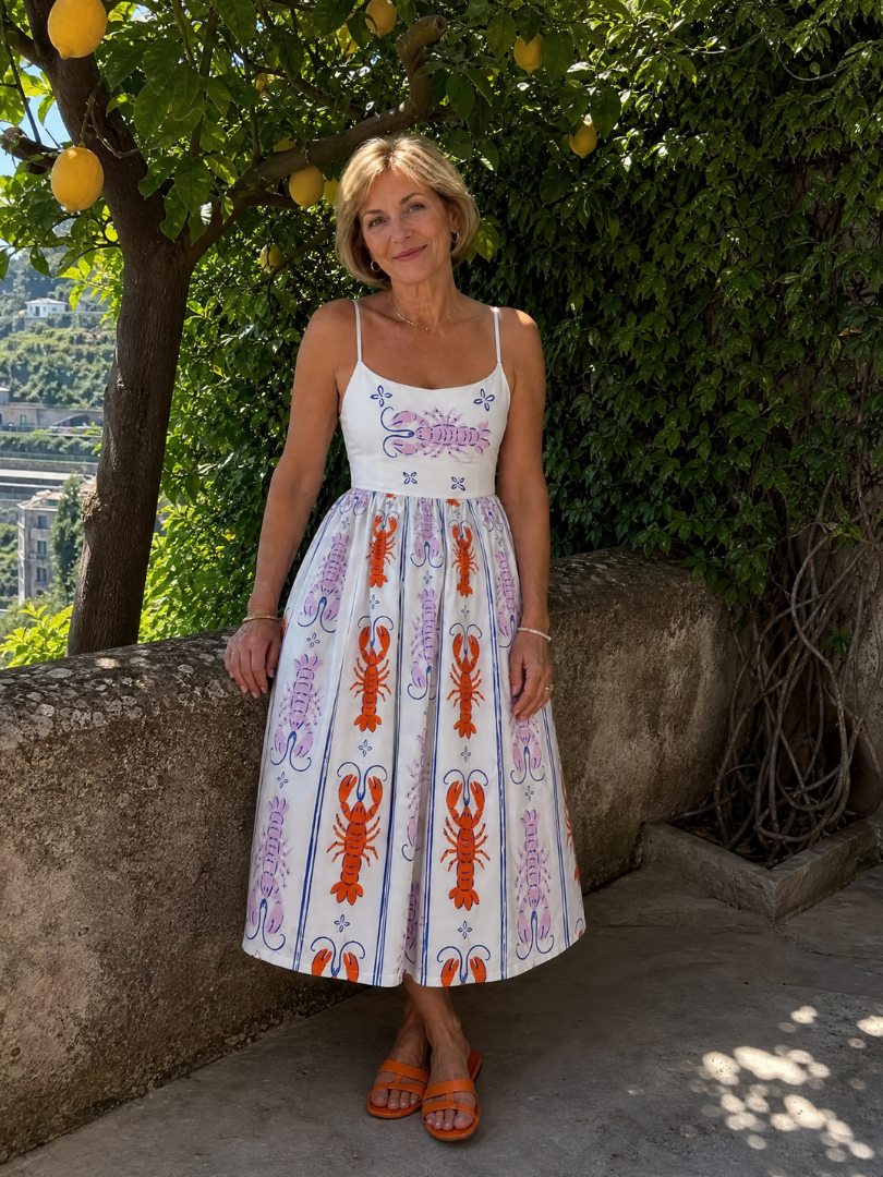 Gillian | Lobster Print Midi Dress