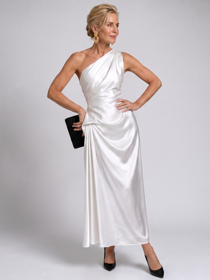 Cora | Champagne One-Shoulder Maxi Dress