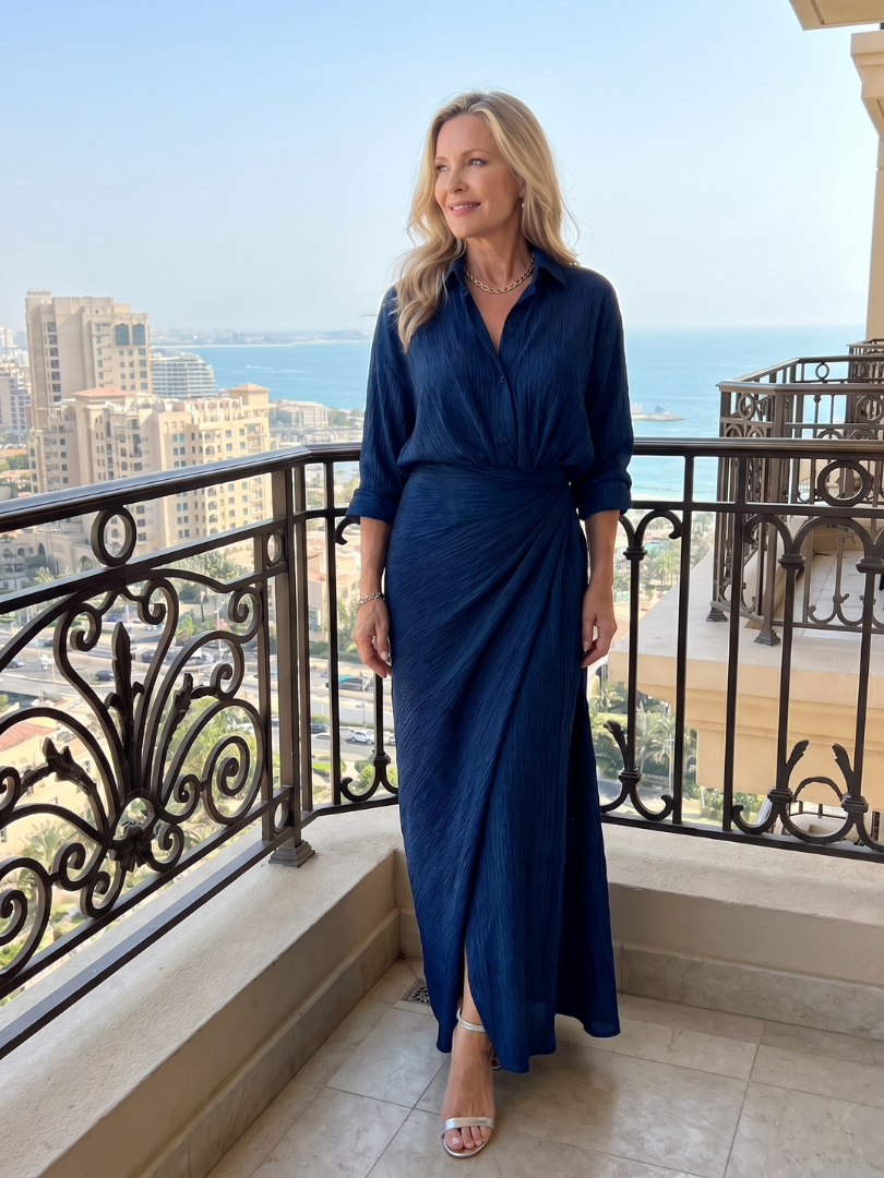 Patricia | Denim Blue Wrap-Skirt Maxi Dress
