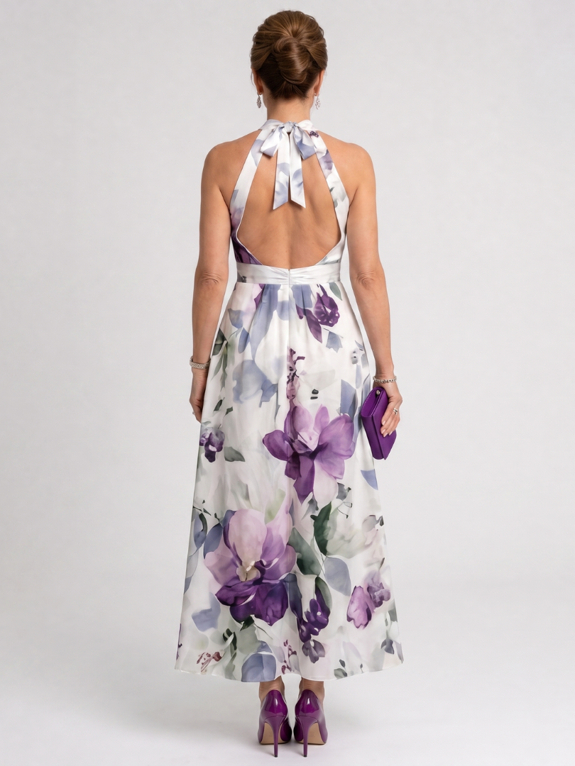 Karen | Violet Floral Print Midi Dress