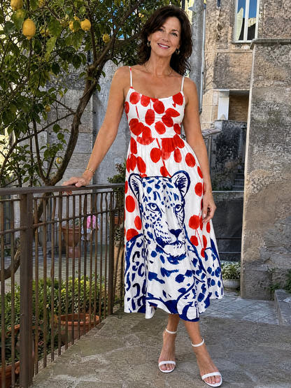 Nell | Leopard & Spot Print Midi Dress