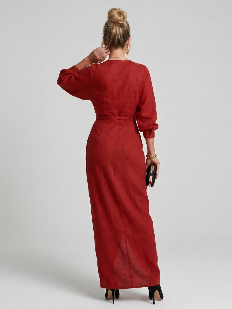 Kate | Red Long-Sleeve Wrap Dress