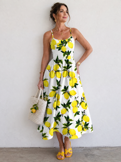 Erica | Lemon Print Midi Dress