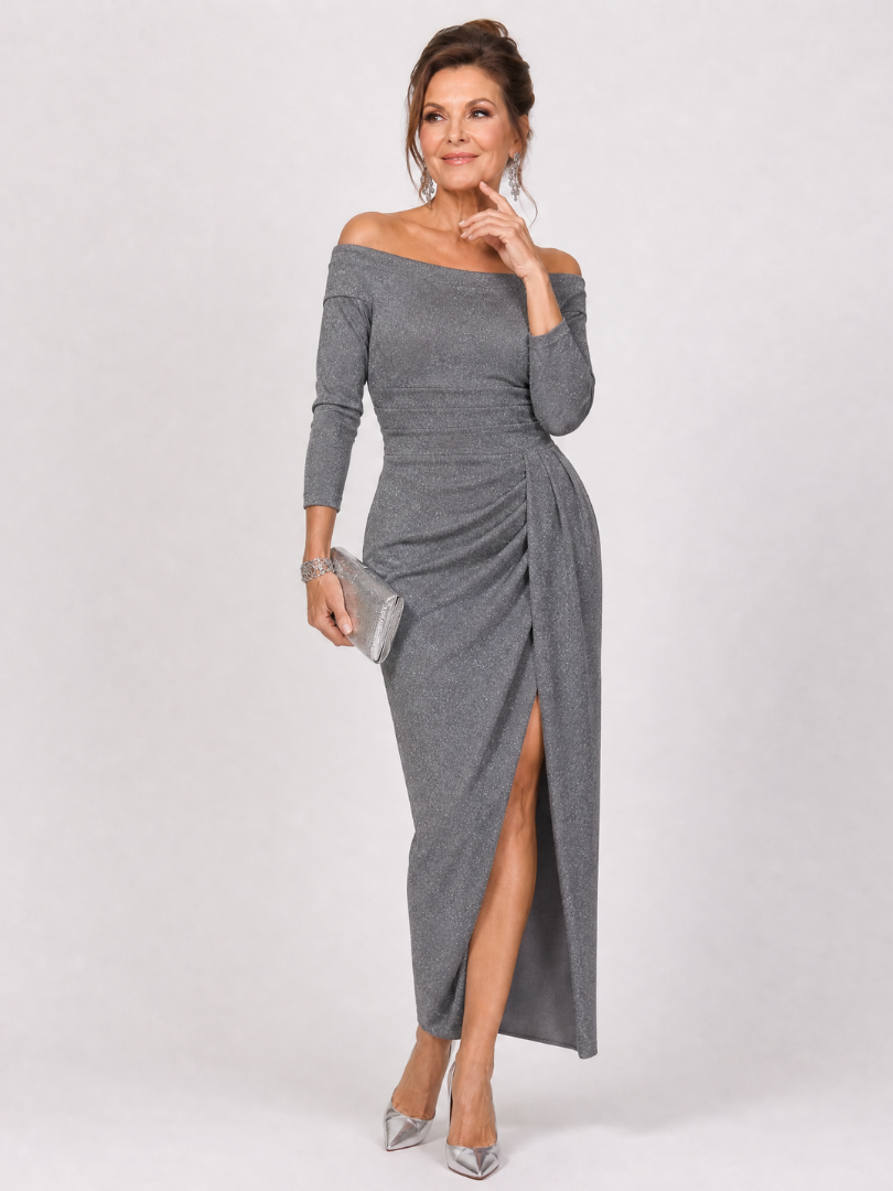 Wilma | Lilac Off-Shoulder Midi Dress