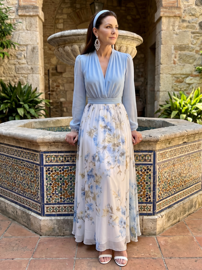 Alice | Light Blue Floral Skirt Maxi Dress